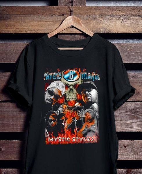

new three 6 mafia 666 mafia t shirt reprint size s-xxl, White;black