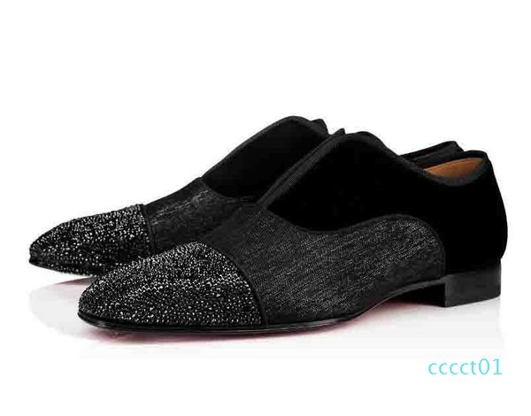 

2018 quality business gentleman sneaker red bottom greggo orlato flats men,women walking wedding party dress luxury designer red sole ct01, Black