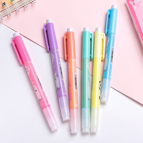 

42 pcs/lot flat and oblique head loose highlighters art markers fluorescent color pen fine liner school office stationery, Black;red