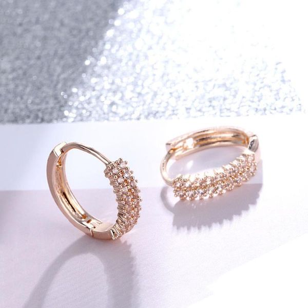 

chic round small hoop earrings for women cubic zircon stone earrings wedding party brides jewelry, Golden;silver