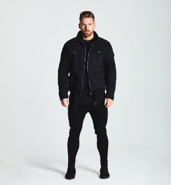 

дизайнерская куртка мода повседневная тонкий сплошной цвет лацкан шеи молния fly куртки мужская верхняя одежда зима новый мужской, Black;brown