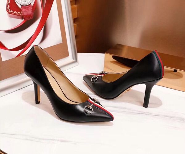 

2019 Модные дизайнерские женские туфли с красными низами на высоких каблуках Обнаженные черные красные Кожаные заостренные носки Туфли Классические туфли