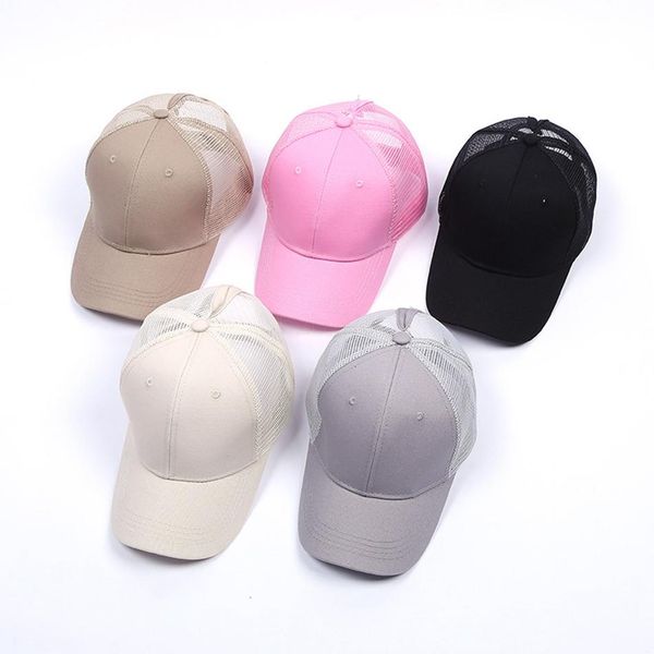 

plain solid ponytail baseball cap messy buns hat trucker pony caps visor cap dad hat mesh summer outdoor snapbacks fa3170
