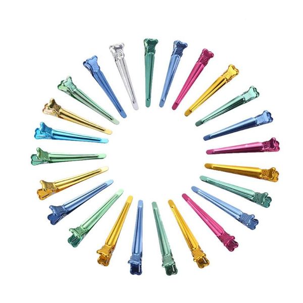 

50pcs colorful single prong alligator hair clips aluminum metal flat hairpins women hair styling tools hairdressing barrettes, Golden;silver