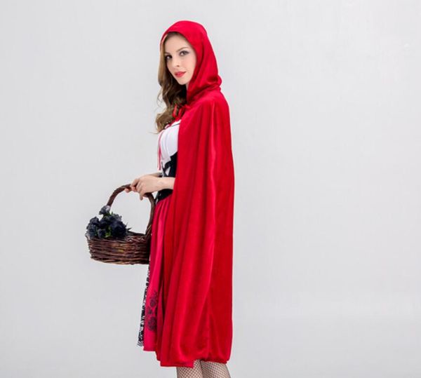 

новый прибывший женщин хэллоуин костюмы конструктора женщин костюмы престижное красная шапочка костюм для женщин плащи + платья размер s-xl, Black;red