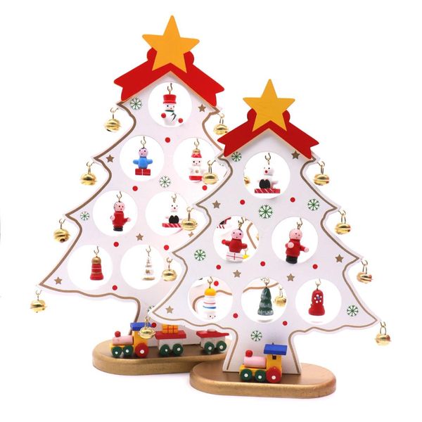

3sizes wooden artificial christmas tree decorations ornaments wood mini christmas trees gift ornament table decoration 3color
