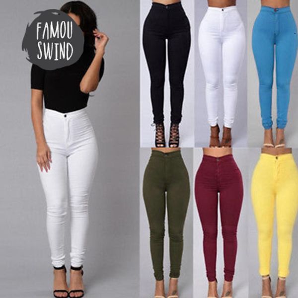 

fashion new high women pencil stretch skinny casual look solid pants high waist trousers drop shipping good quality, Blue