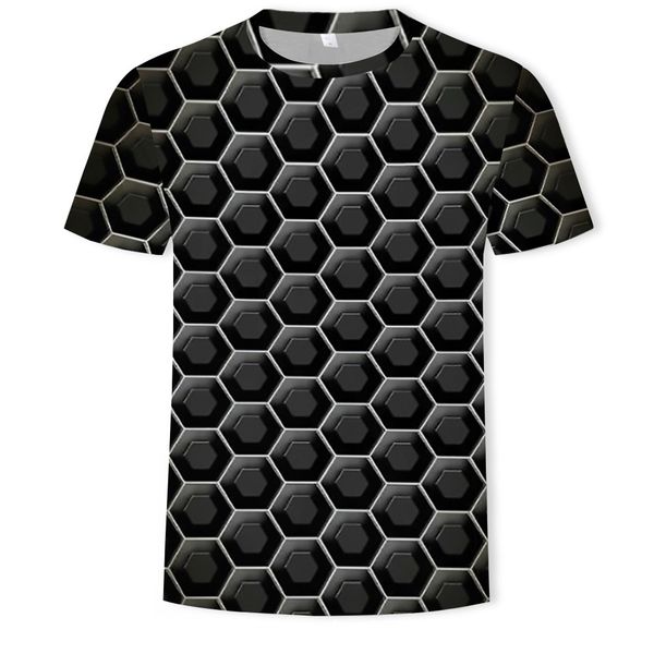 

mensnew graphics 3d digital printing round collar short sleeve t-shirt, White;black