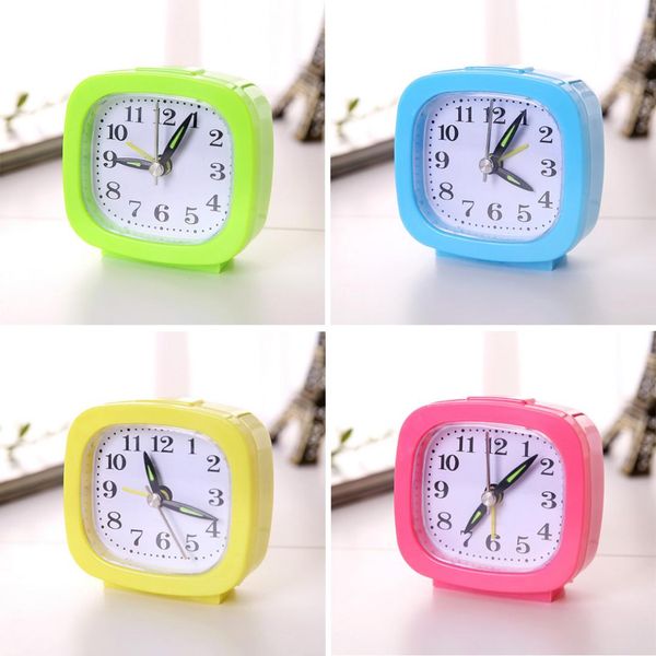 

popular cute square small bed alarm clock transparent case compact travel clock mini portable children student desk watch