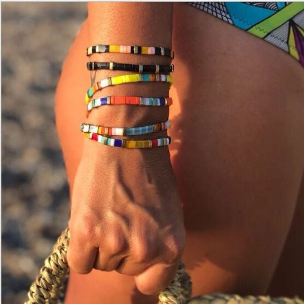 

1pc bracelet for women miyuki bracelets summer beach jewelry pulseras mujer moda 2019 tila beads fashion janpan delica bead, Black