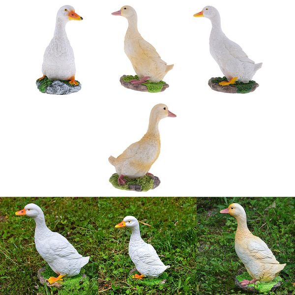 

4 pieces garden gift farm resin animal ornament pond water standing duck