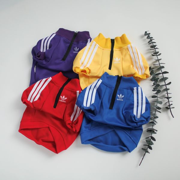 

fashion brand dog hoodies new stripe letter designer sport t-shirt for pet simple pure color zipper pet hoodies