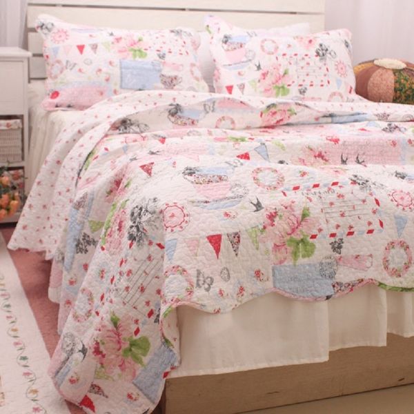 Luxurious Romantic Floral Summer Quilt Fairy Girls Comforter