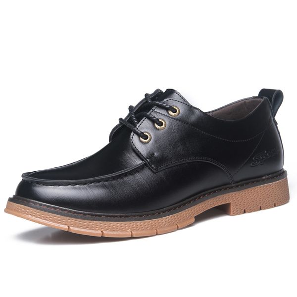 

new 2019 oxfords genuine leather men shoes fashion casual slip on formal business wedding dress shoes drop shipping, Black