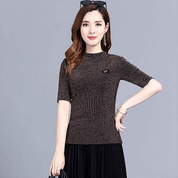 

slim slim striped short-sleeved bottoming female short 2020 summer temperament large size temperament t-shirt shirt, White