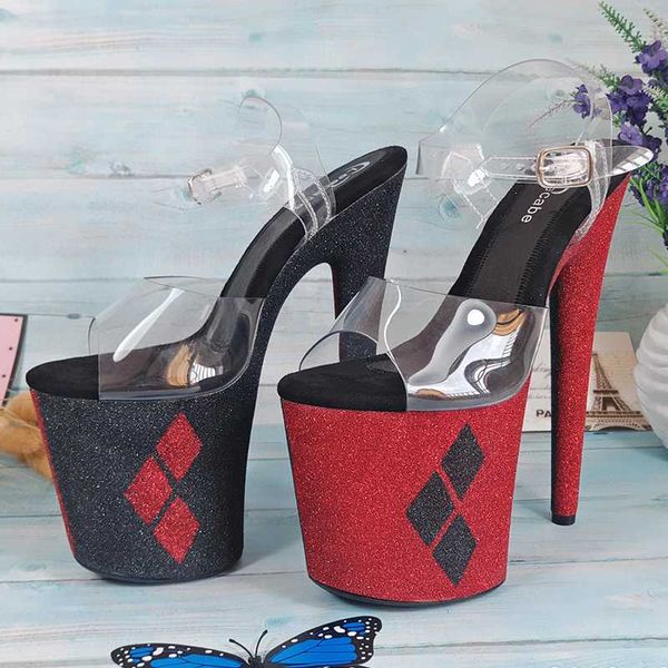 

leecabe beautiful color mixing rhombus glitter pole dancing shoes with 8inches high heel platform pole dancing sandals shoes