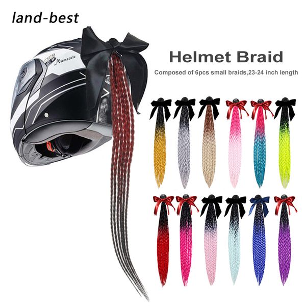 

new 24" punk style motorcycle helmet braids bike gradient ramp twist sucker removable braid pigtail ponytail motocross racing