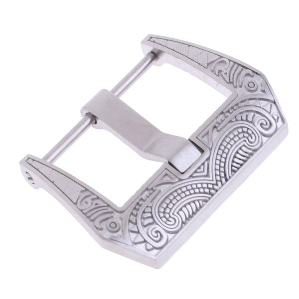 

screw-in flower engraving tang buckle for watch bands 22mm clasp buckle, Black;brown