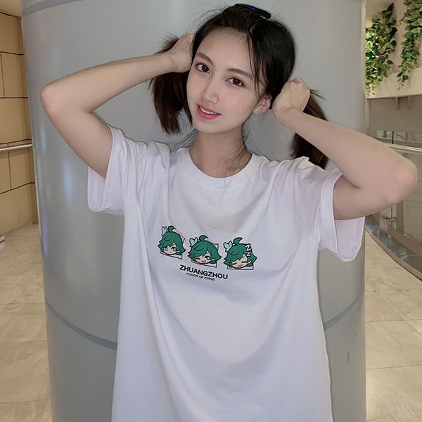 

3d pure cotton digital direct spray round collar pure cotton breathable digital shirt base shirt king figure slim comfortable short sleeve, White