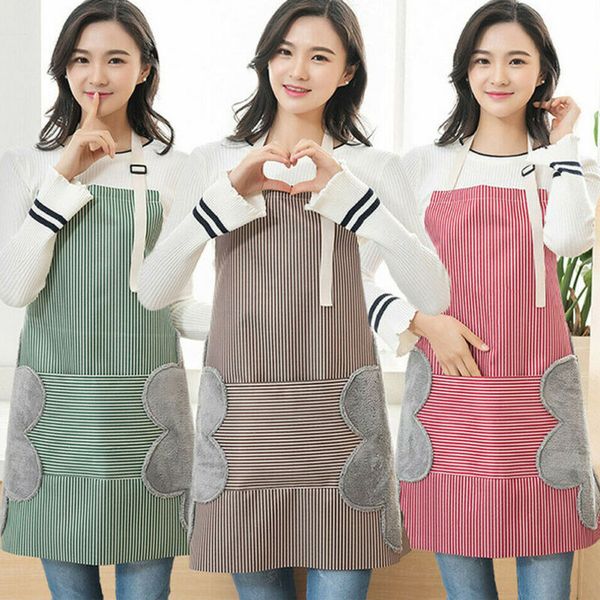 

apron with pocket chef kitchen cooking cotton women men bib work adjustable waterproof oil-proof erasable hand apron