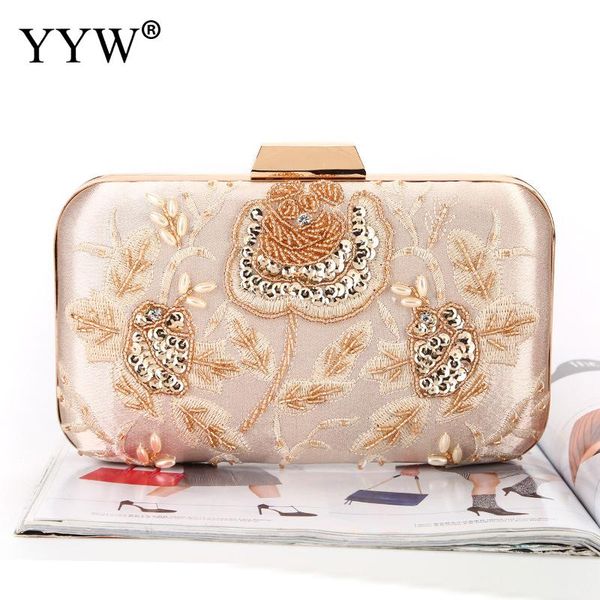 

yyw crossbody bags for women luxury embroidery sequined flowers evening bags dinner clutch purse with chain flower banquet