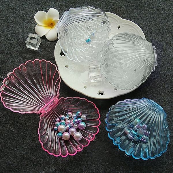 

transparent shell jewelry box sweet girl cute shell jewelry case small fresh shell storage box pill case, Black;white