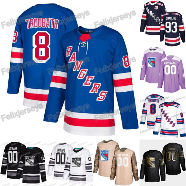 

8 Jacob Trouba New York Rangers Mika Zibanejad Chris Kreider Cody McLeod Jimmy Vesey Mark Messier Henrik Lundqvist Zuccarello Jersey