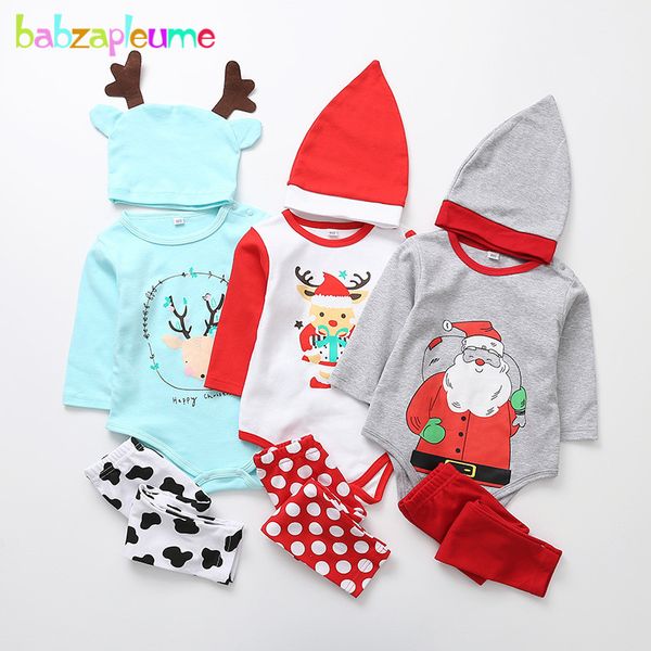 

3 шт. / весна новорожденных девочек мальчик одежда мультфильм милый хлопок с длинным рукавом печати боди + брюки + шляпа детская одежда набо, White