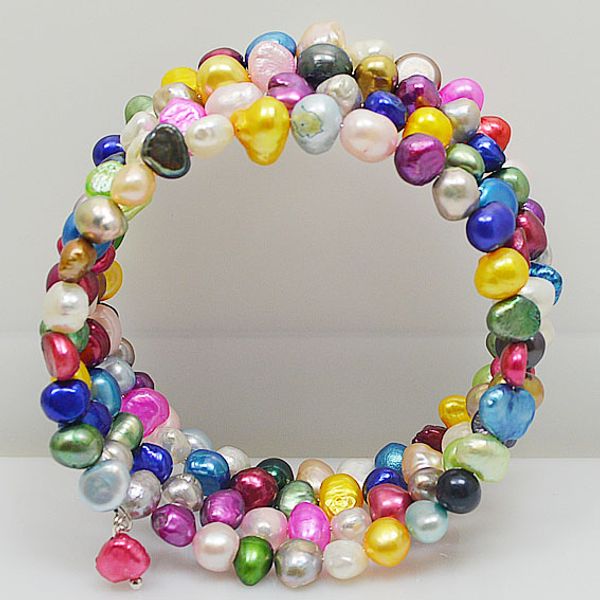 

multicolor baroque genuine freshwater pearl bracelet 4rows pearl jewellery handmade charming women gift jewelry, Black