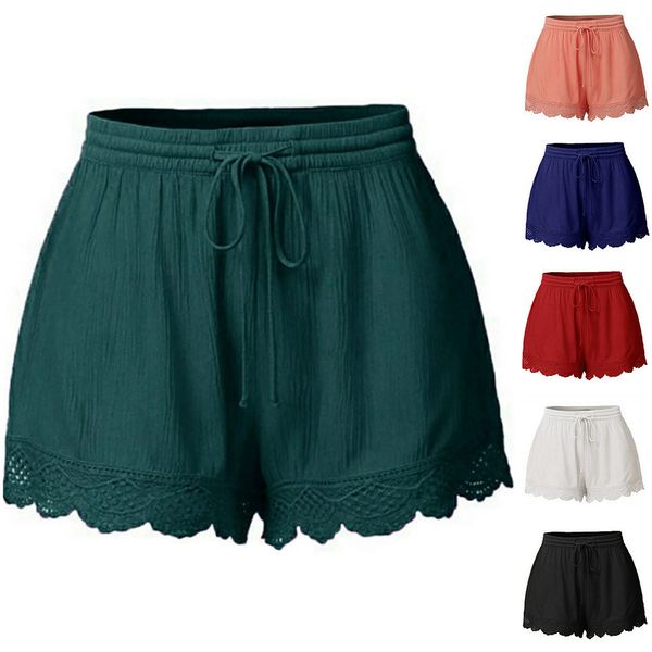 

shorts women femme fashion lace plus size rope tie shorts yoga sport pants leggings trousers summer, White;black