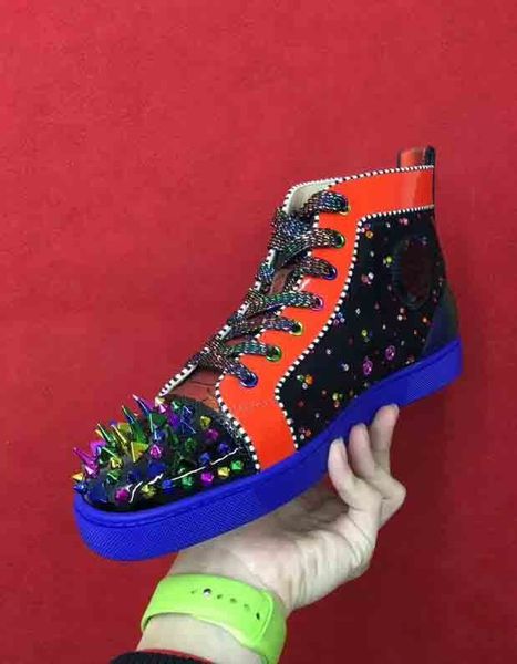 

mutil spikes hi studded spikes casual flats red bottom luxury shoes new for men and women party designer sneakers lovers genuine04