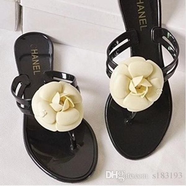 

new designer slides woman summer sandals rivets big bowknot flip flops beach sandalias femininas flat jelly designer sandals, Black