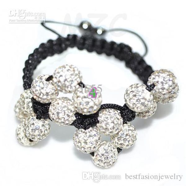 

10mm white rhinestone good crystal ball bead bracelet.disco wholesale, Black