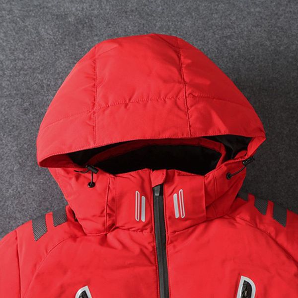 

men hooded down jackets water resistant breathable windproof thickened winter outdoor outcoat h7jp, Blue;black