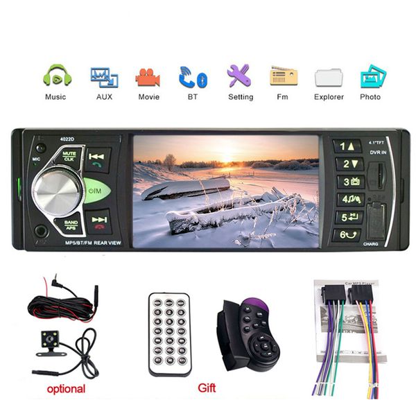 

auto audio car radio 1 din 4022d fm radio car stereo mp5 bluetooth autoradio support rear view camera steering wheel control