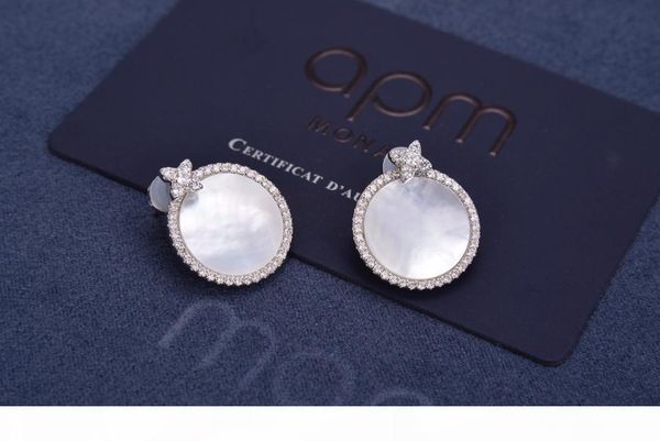 

women earrings designer jewelry 2019 new simple white beige joker studs wsj030 exquisite fashion accessories, Golden;silver