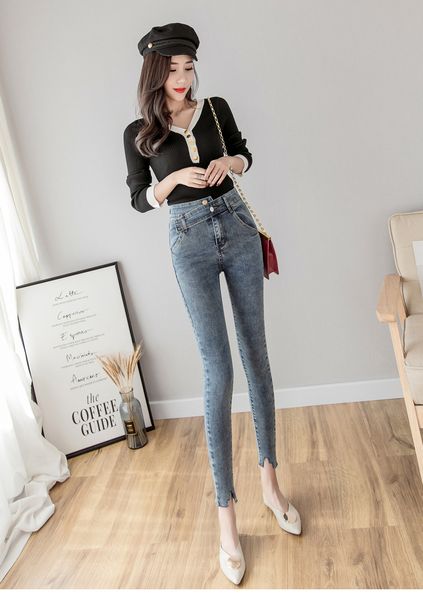

blueberry high waist jeans female kz cross back, Blue