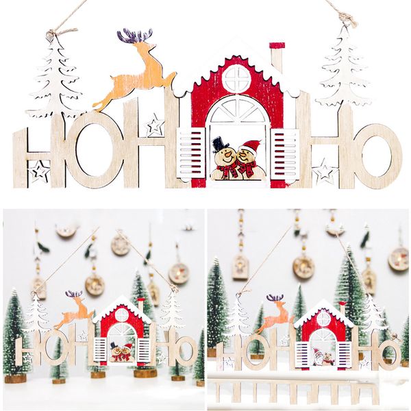 

new year christmas snowman wood plate hollow door hanging wooden pendant xmas decor noel natale natal kerst navidad 2019