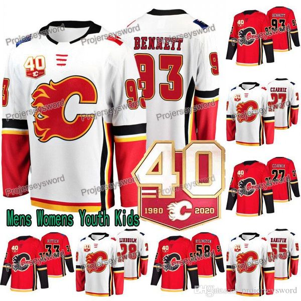 

40th Anniversary Sam Bennett Jersey Calgary Flames Austin Czarnik Elias Lindholm David Rittich Hanifin Kylington Frolik Jankowski Mangiapane