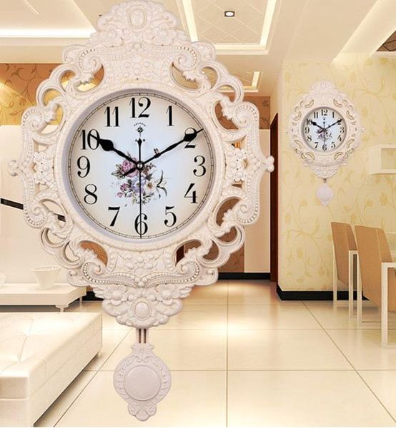

a creative european decorative wall clock quiet room l 20-inch vintage swing wall clock christmas new year decoration