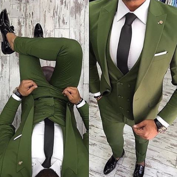 

men's suits & blazers 2021 latest green mens 3 piece slim fit tuxedo groom style custom prom party blazer terno masculino, White;black