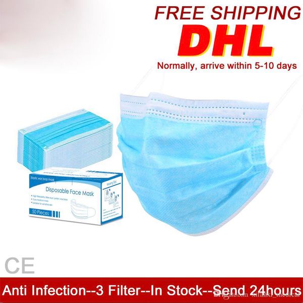 

dhl manufacturers spot disposable civilian masks melt-blown cloth masks blue three-layer thickened disposable masks thickened