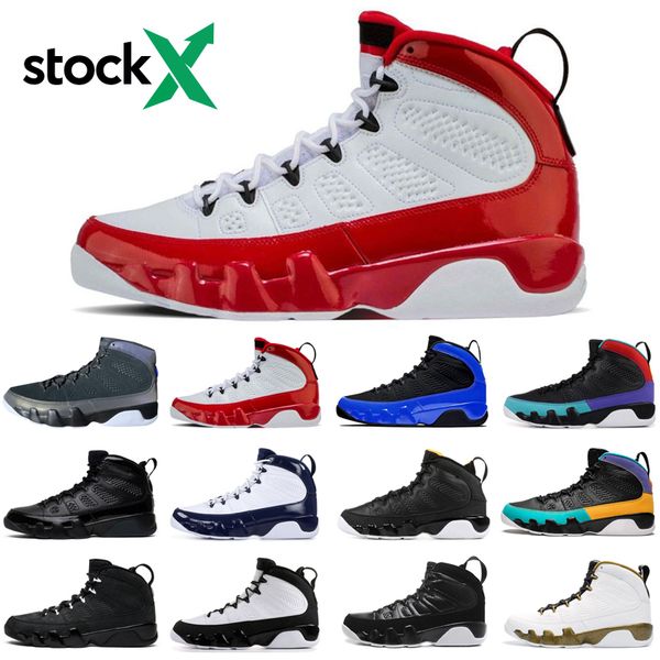 

new 9 9s stock x racer blue jumpman men basketball shoes bred gym red unc athletic mens trainers sports sneakers size 7-13, White;red