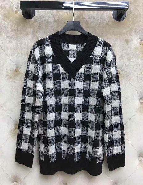 

luxury women sweater long sleeve autumn winter pullover sweater fashion designer plaid women's warm clothings s  l, White;black