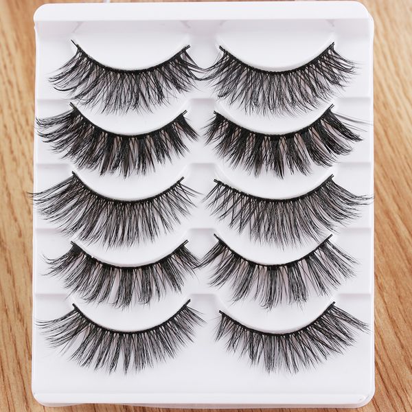 

mixed style 5pairs handmade false eyelashes soft wispy multilayer messy lashes natural cross eye lash extension makeup tools