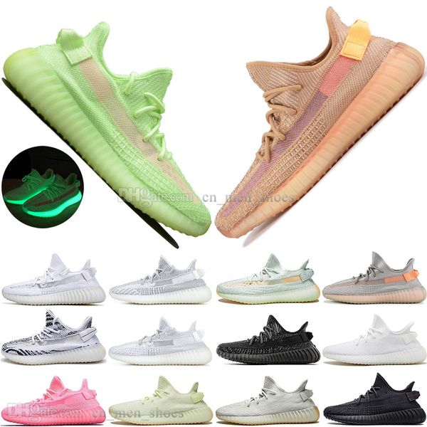 

kanye west clay v2 black static reflective gid glow in the dark mens running shoes hyperspace true form men sports designer sneakers us 5-13