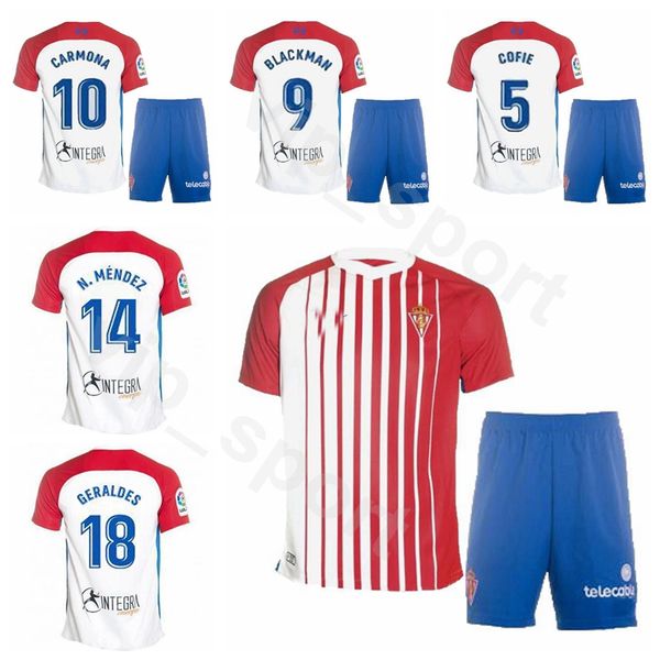 

19 20 sporting de gijon soccer 9 vasquez garcia jersey set 14 nacho mendez 18 andre geraldes 23 uros djurdjevic football shirt kits, Black