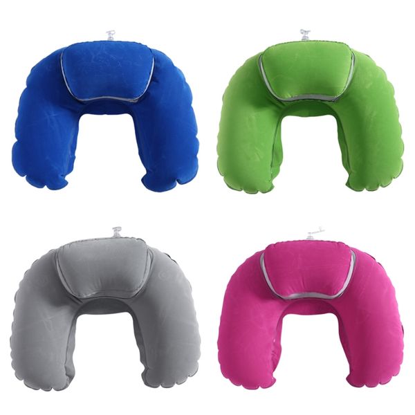 

u shaped travel inflatable neck pillow car head rest soft air blow up cushion