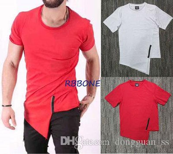 

men zip streetwear t-shirt 2020ss streetwear summer cotton t-shirts oversized tees street wear, White;black
