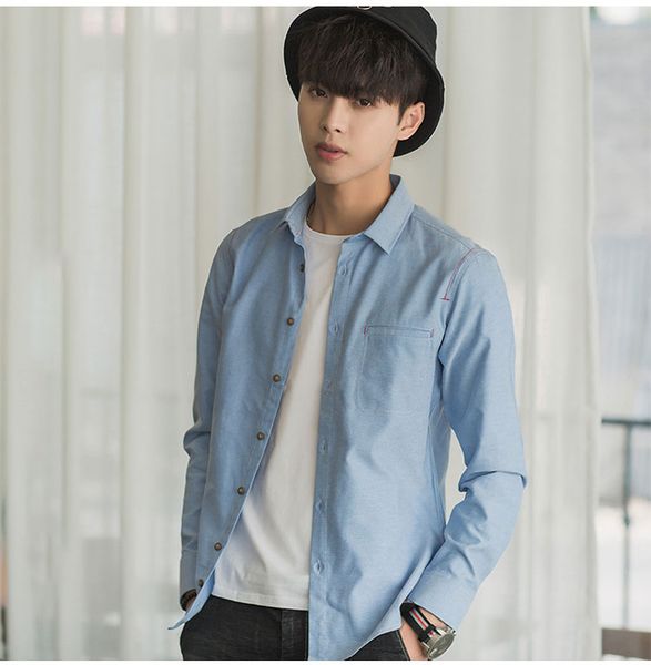

all-match long sleeve oxford shirt, White;black